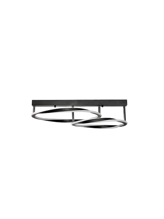 Inlight Μεταλλική Πλαφονιέρα Οροφής με Ενσωματωμένο LED σε Μαύρο χρώμα 70cm 6078-BL